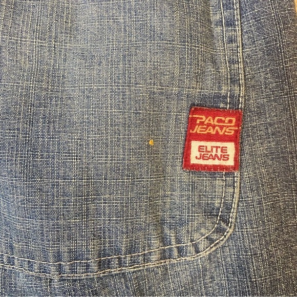 Vintage Y2K  Paco‎ Elite Jeans Patchwork Stitching Baggy Fit Wide Leg 36x31 - Picture 11 of 16